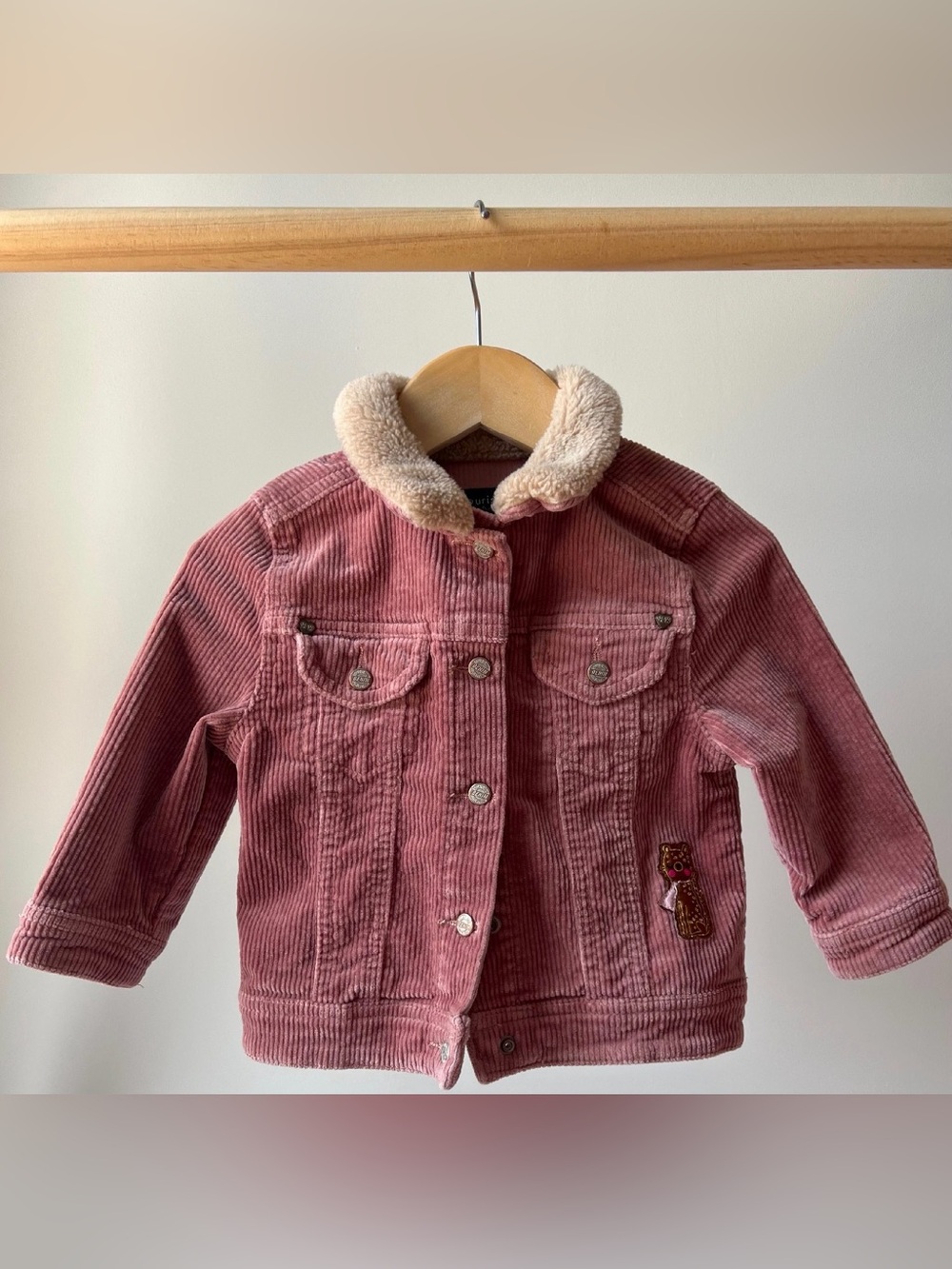 Souris Mini Pink Corduroy Jacket with Sherpa Collar 12-18M